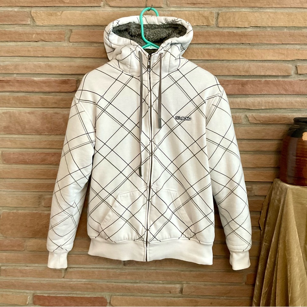Vintage Y2K Billabong Sherpa Lined Full Zipper Hoodie Medium